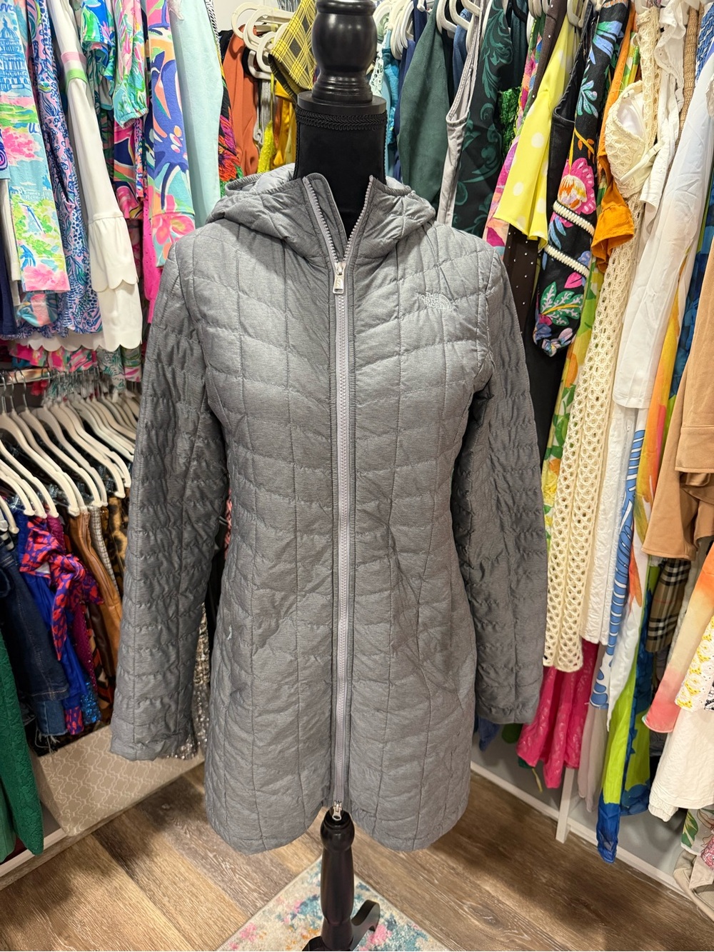 The North Face Gray Quilted Thermoball Hooded Puffer Coat